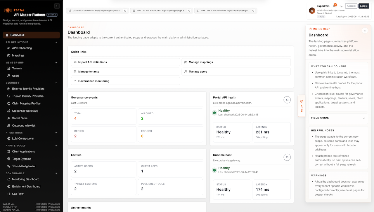AI API Mapper — Portal Dashboard